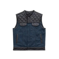 Men's Blue Leather Vest – Design 104