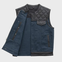 Men's Blue Leather Vest – Design 104