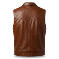 Men's Brown Leather Vest – Design 086