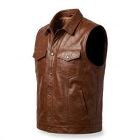 Men's Brown Leather Vest – Design 086