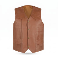 Men's Brown Leather Vest – Design 102