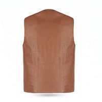 Men's Brown Leather Vest – Design 102