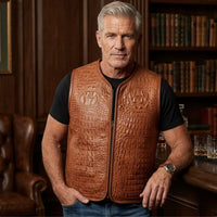 Men's Brown Leather Vest – Design 085