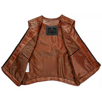 Men's Brown Leather Vest – Design 085