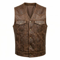 Men's Brown Leather Vest – Design 096