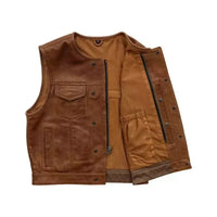Men's Brown Leather Vest – brown vest
