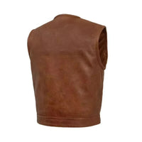 Men's Brown Leather Vest – brown vest