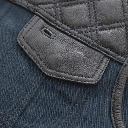 Men's Blue Leather Vest – Design 104
