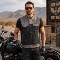 Men's Black Leather Vest – Design 111