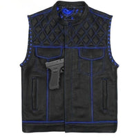Men's Black Leather Vest – Design 112