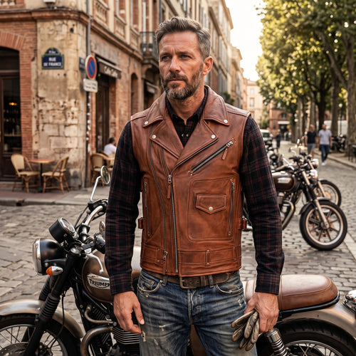 Men's Leather Vest – Design 118