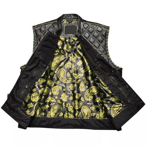 Men's Gold Leather Vest – Design 013