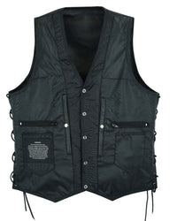 Men's Black Leather Vest – Design 015