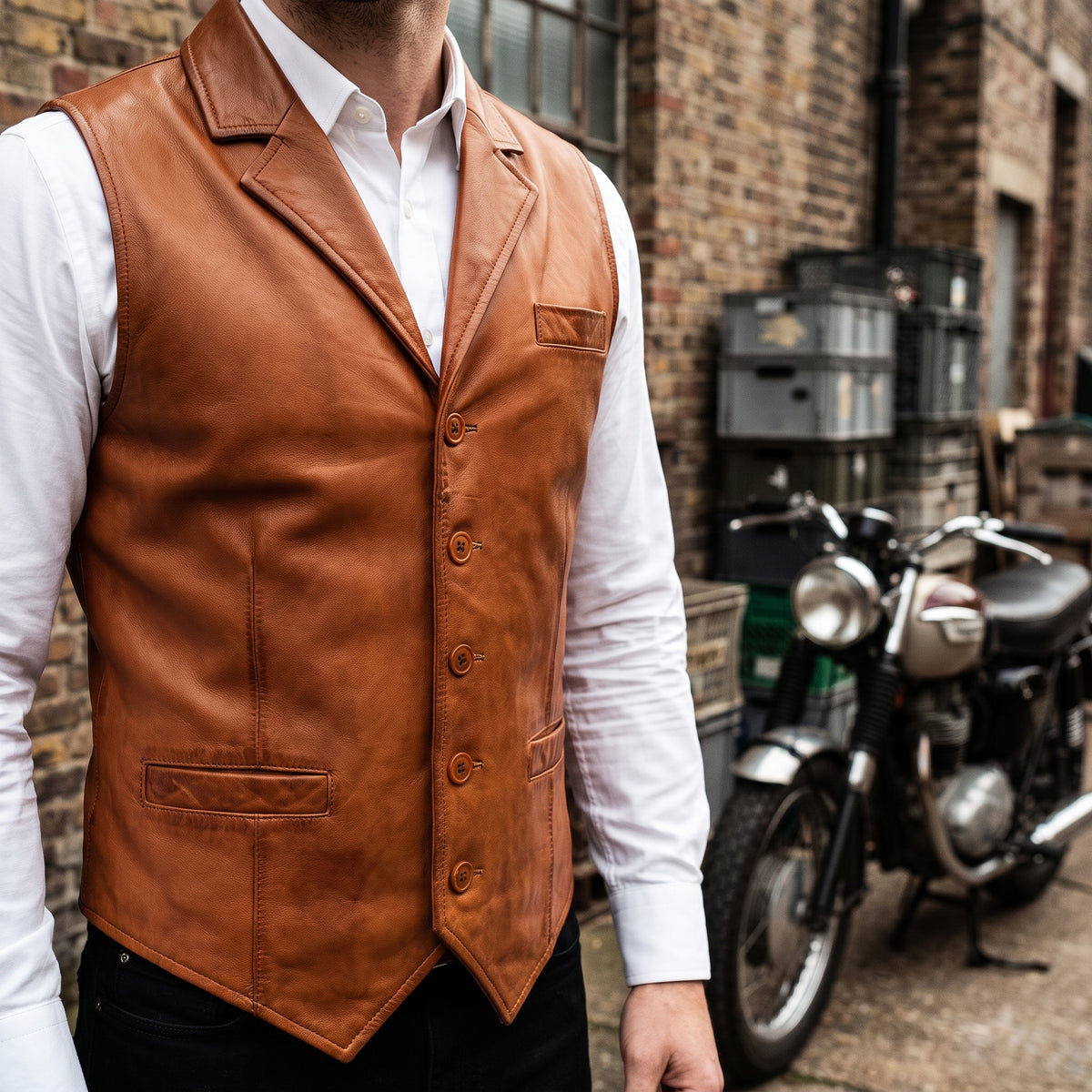 Men's Leather Vest – Design 049