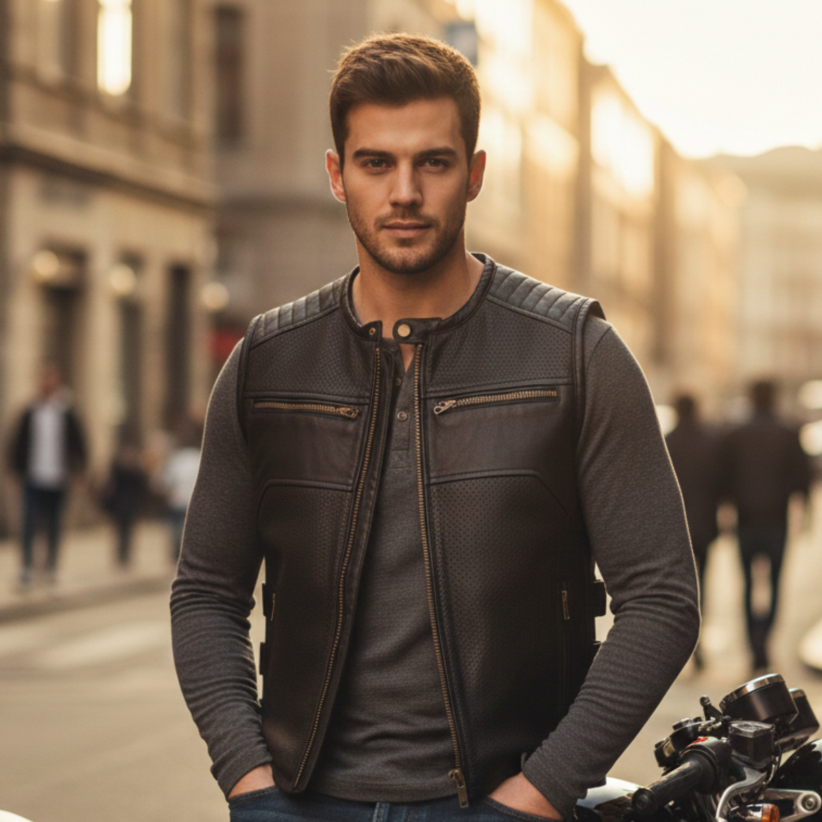 Men's Leather Vest – Design 062