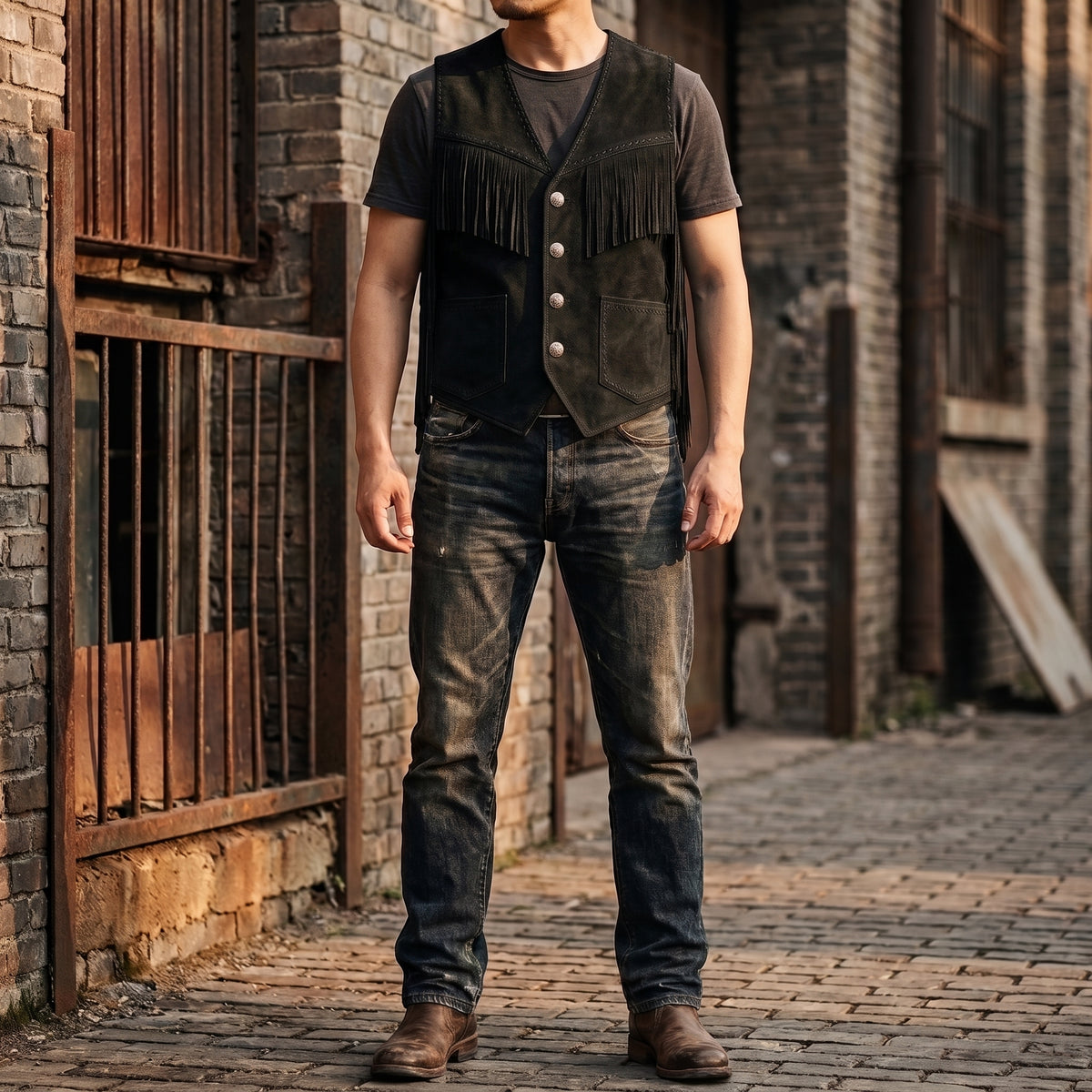 Men's Leather Vest – Design 068