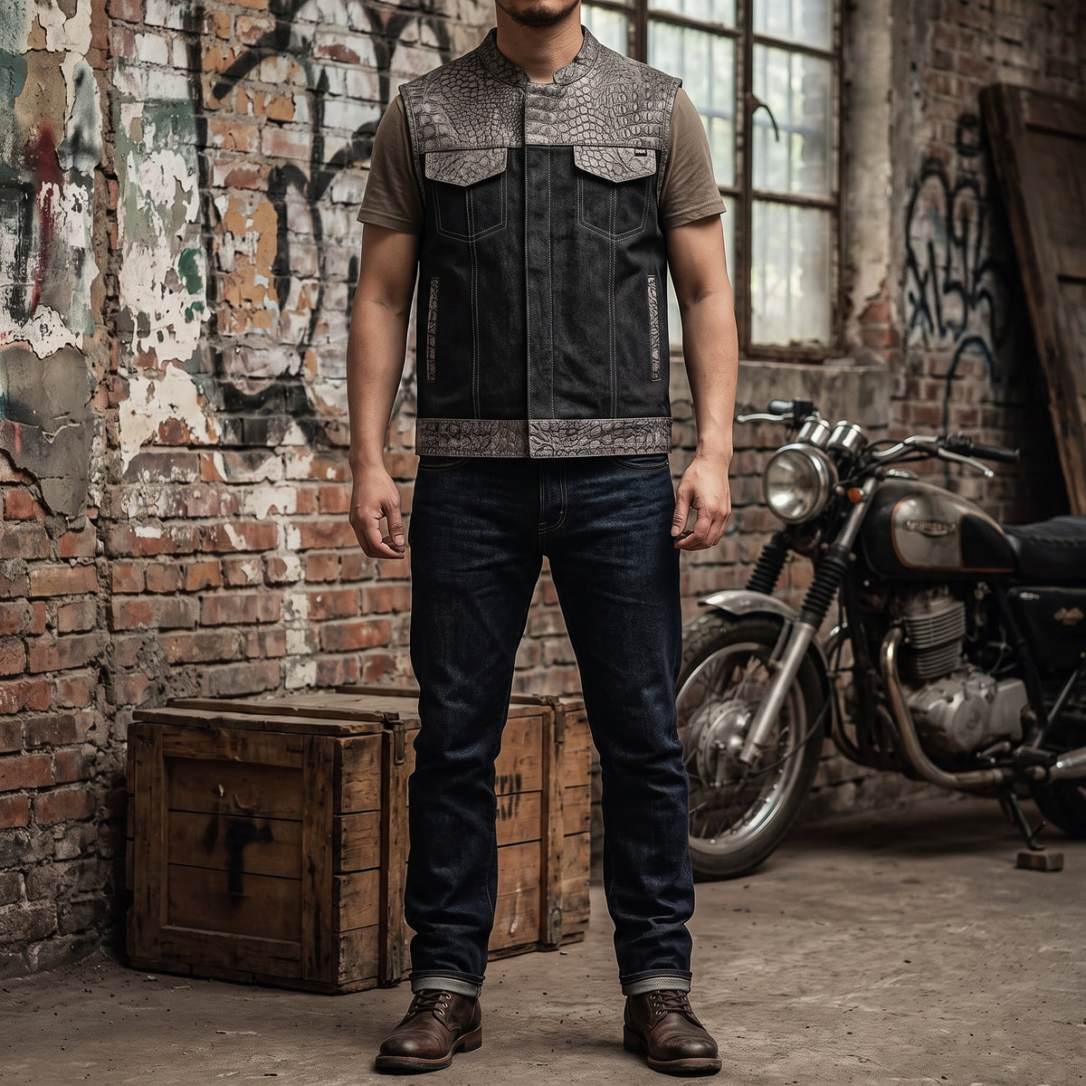 Men's Leather Vest – Design 072