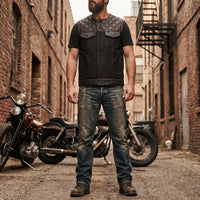 Men's Black Leather Vest – Design 073