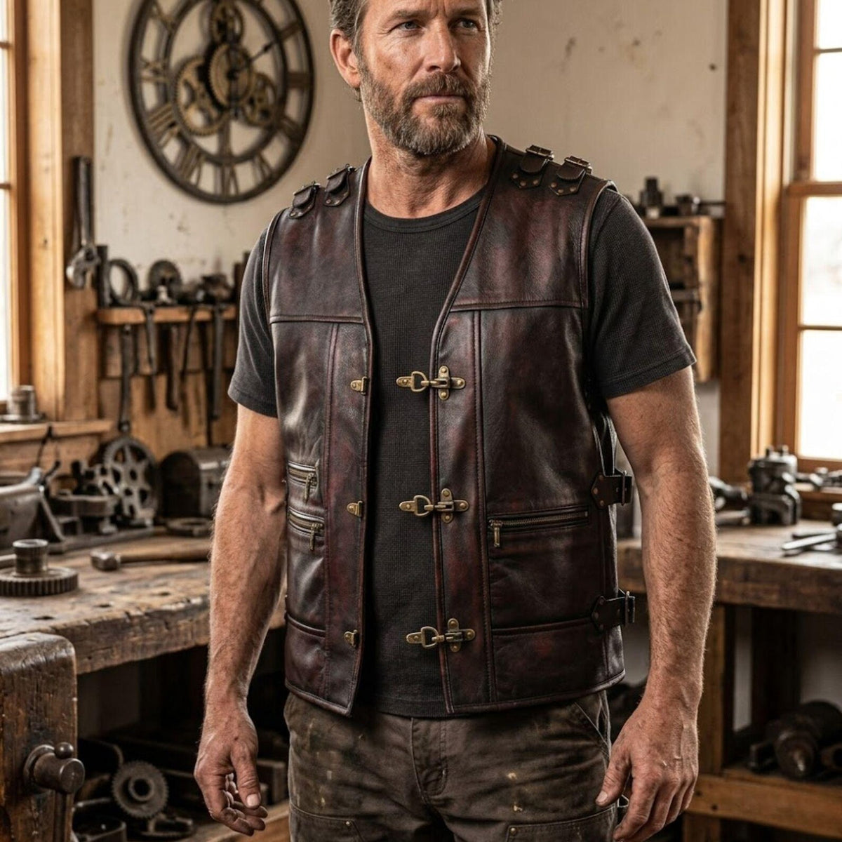 Men's Leather Vest – Design 076