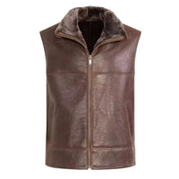 Men's Brown Leather Vest – Design 077