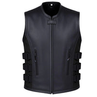 Men's Black Leather Vest – Design 082