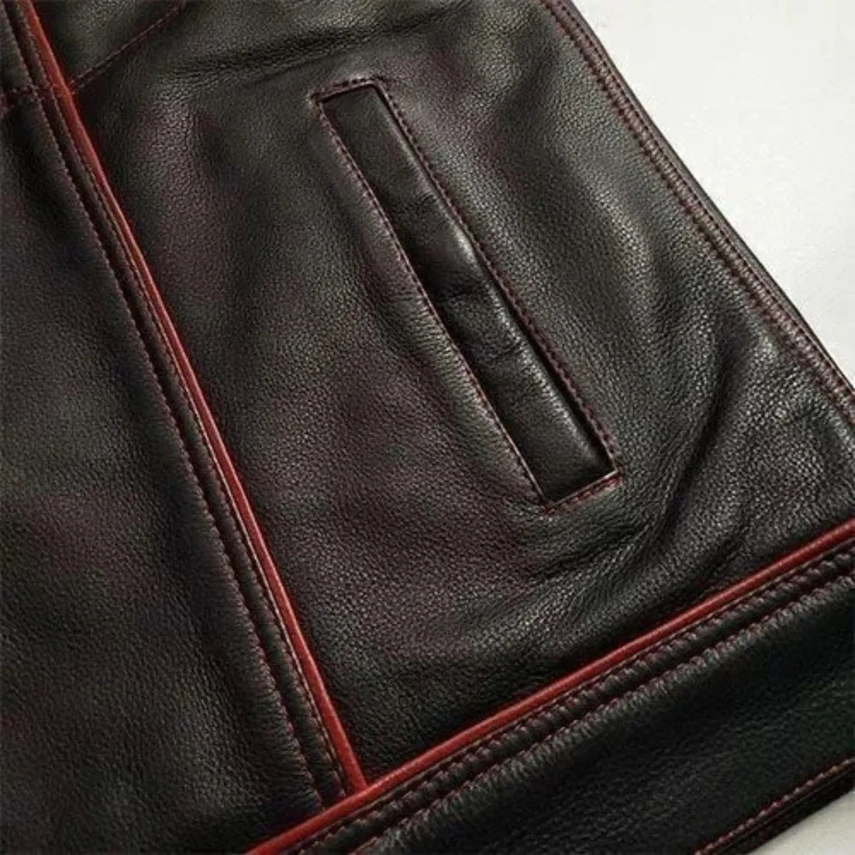 Men's Black Leather Vest – Design 088