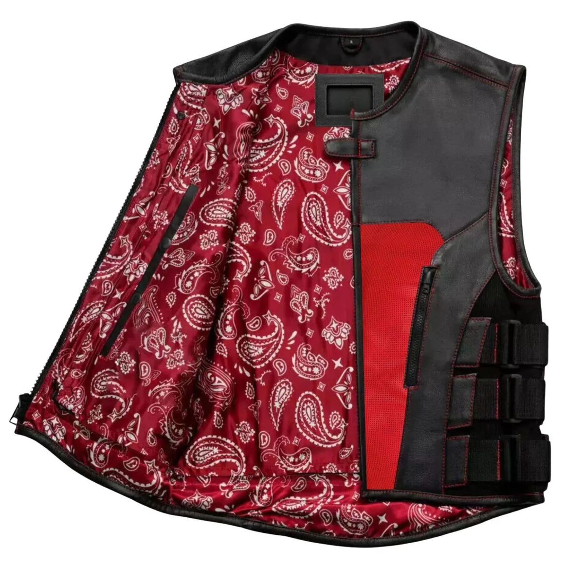 Men's Black Leather Vest – Design 091