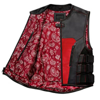 Men's Black Leather Vest – Design 091