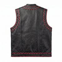 Men's Black Leather Vest – Design 094