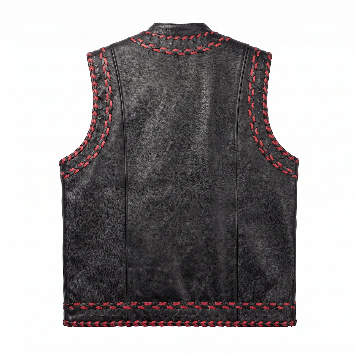 Men's Black Leather Vest – Design 094