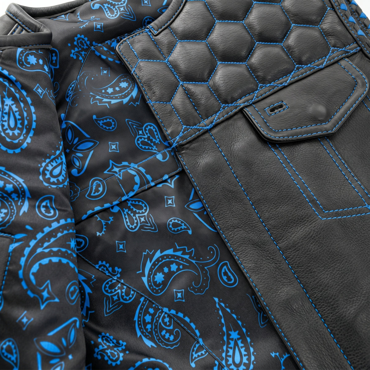 Men's Blue Leather Vest – Honey Bee Vest