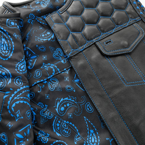 Men's Blue Leather Vest – Honey Bee Vest