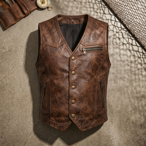 Men's Brown Leather Vest – New folder (4)
