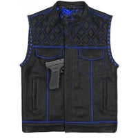 Men's Blue Leather Vest – Design 010