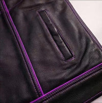 Men's Purple Leather Vest – Design 011