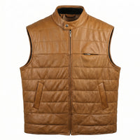Men's Black Leather Vest – Design 081