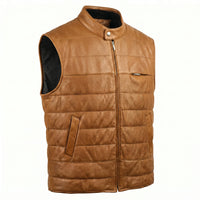Men's Black Leather Vest – Design 081