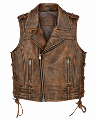 Men’s Brown Genuine Leather Asymmetric-Zip Vest