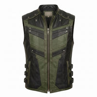 Men's Green Leather Vest – Design 127