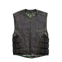 Men's Green Leather Vest – Design 105