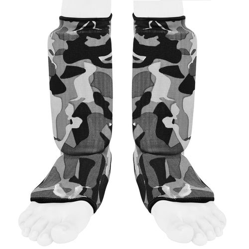 Be Smart Camo Kids Shin Instep Guards – Padded Shin Pads for MMA, Muay Thai, Kickboxing & Karate (Grey Camouflage)