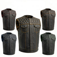 Men's Blue Leather Vest – Honey Bee Vest