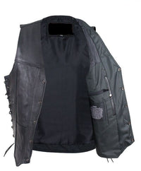 Men's Black Leather Vest – Design 015