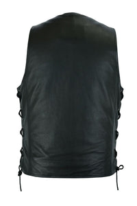 Men's Black Leather Vest – Design 015
