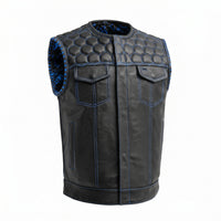 Men's Blue Leather Vest – Honey Bee Vest