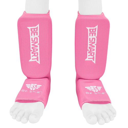 Be Smart Pink Kids Shin Instep Guards – Padded Shin Pads for Girls, MMA, Muay Thai, Kickboxing & Karate