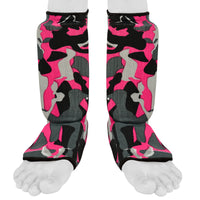 Be Smart Pink Camo Kids Shin Instep Guards – Padded Shin Pads for Girls, MMA, Muay Thai, Kickboxing & Karate