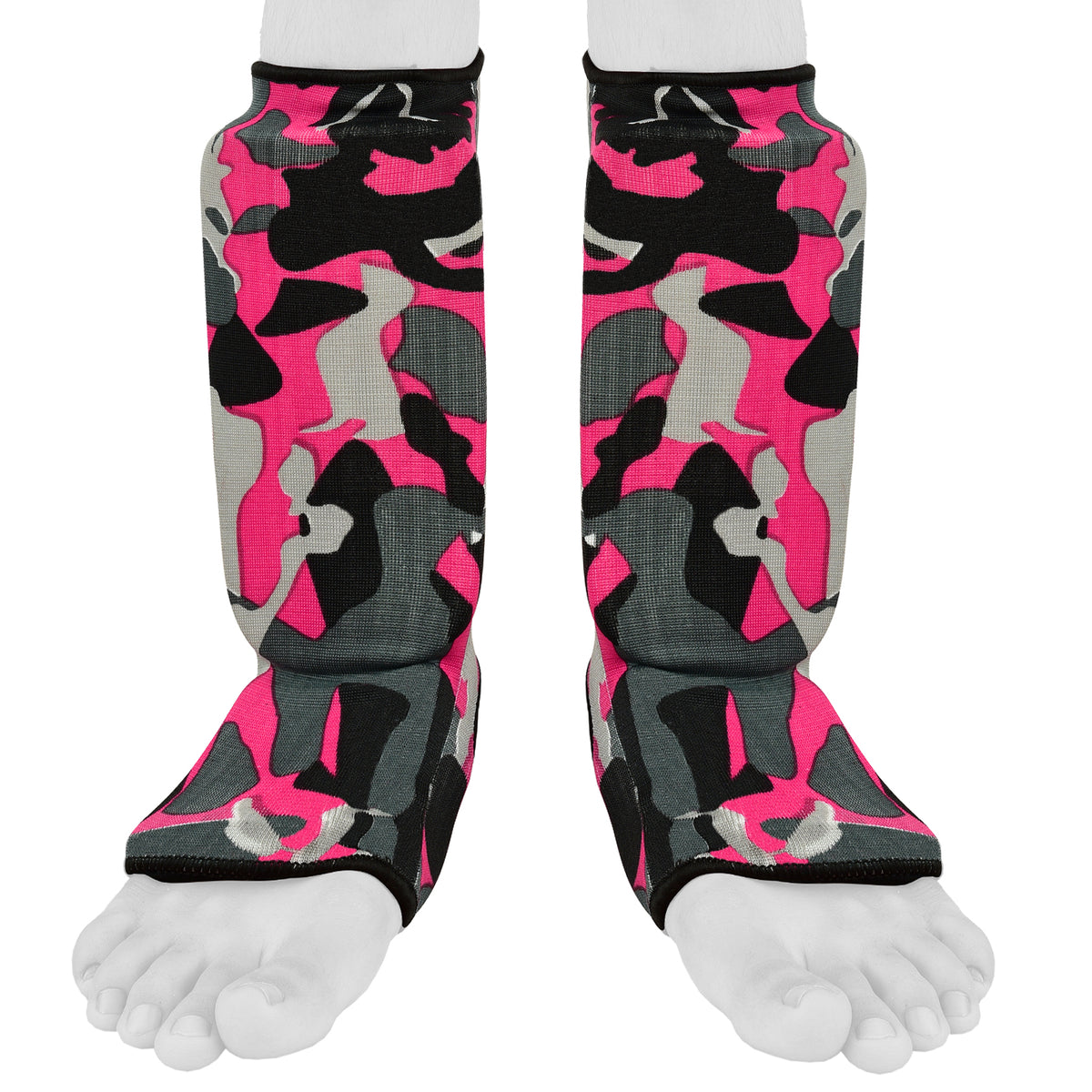 Be Smart Pink Camo Kids Shin Instep Guards – Padded Shin Pads for Girls, MMA, Muay Thai, Kickboxing & Karate