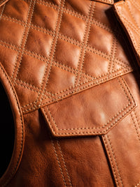 Men's Tan Leather Vest – Design 070
