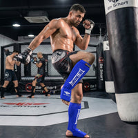 Be Smart Blue Shin Instep Guards – Padded Shin Pads for MMA, Muay Thai, Kickboxing & Karate (Adult)